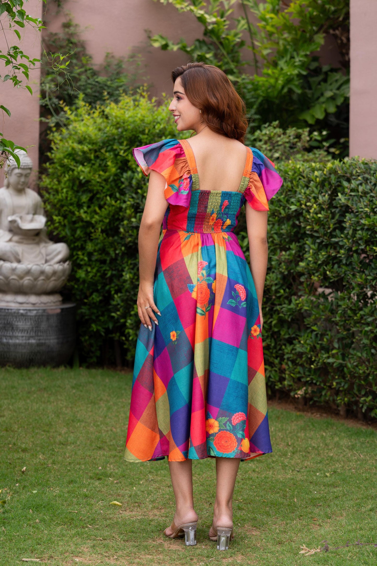 Rainbow Bloom Midi Dress