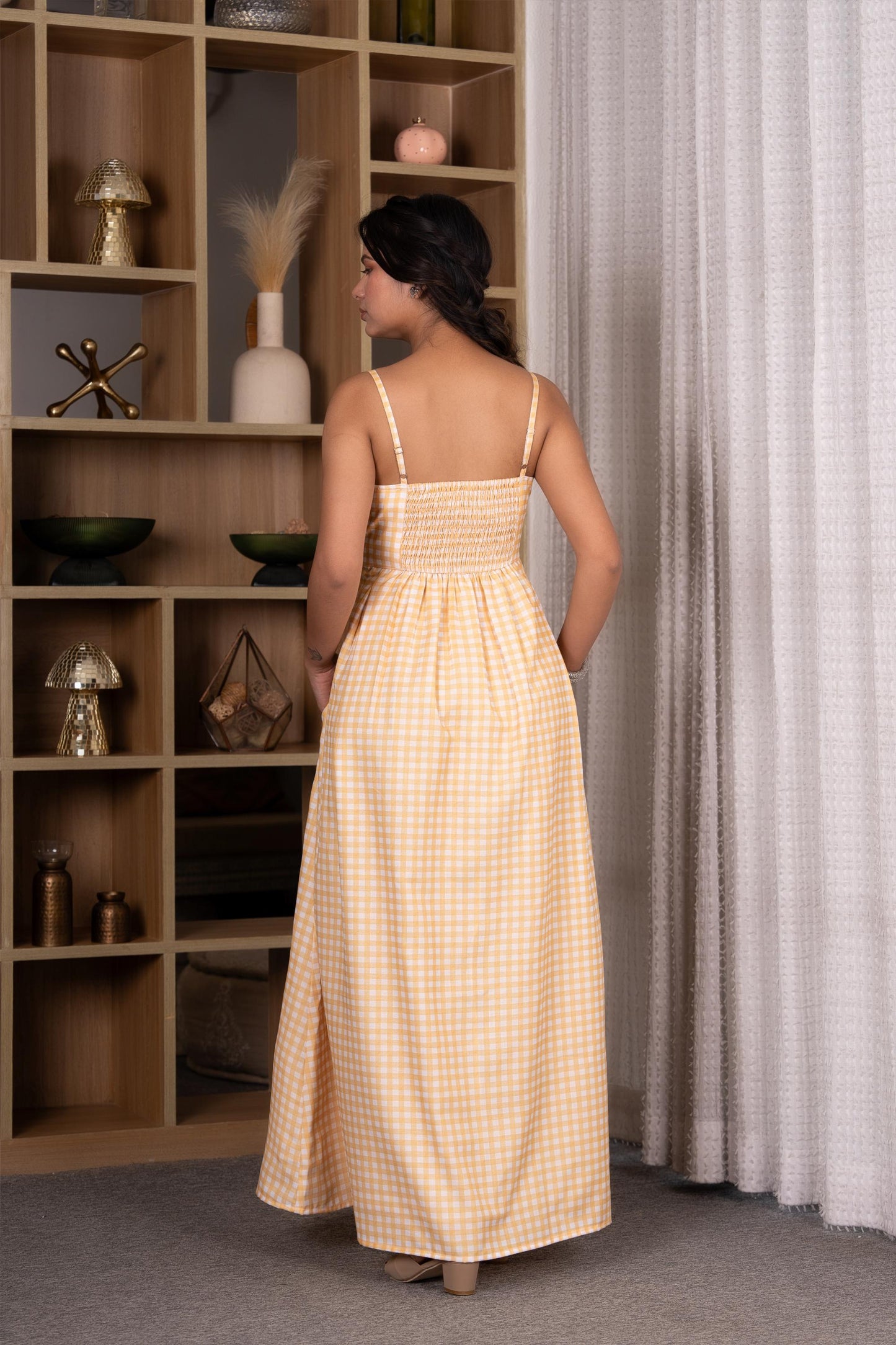 Yellow Gingham Maxi Dress