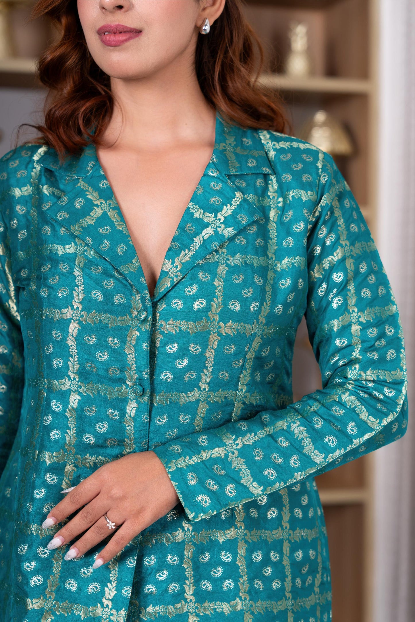 Nazakat Green Brocade Co-ord Set