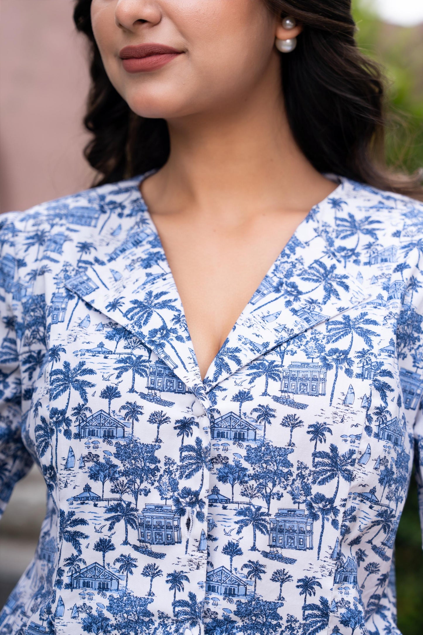 Blue Meadow Floral Printed Button-Down Shirt Dress
