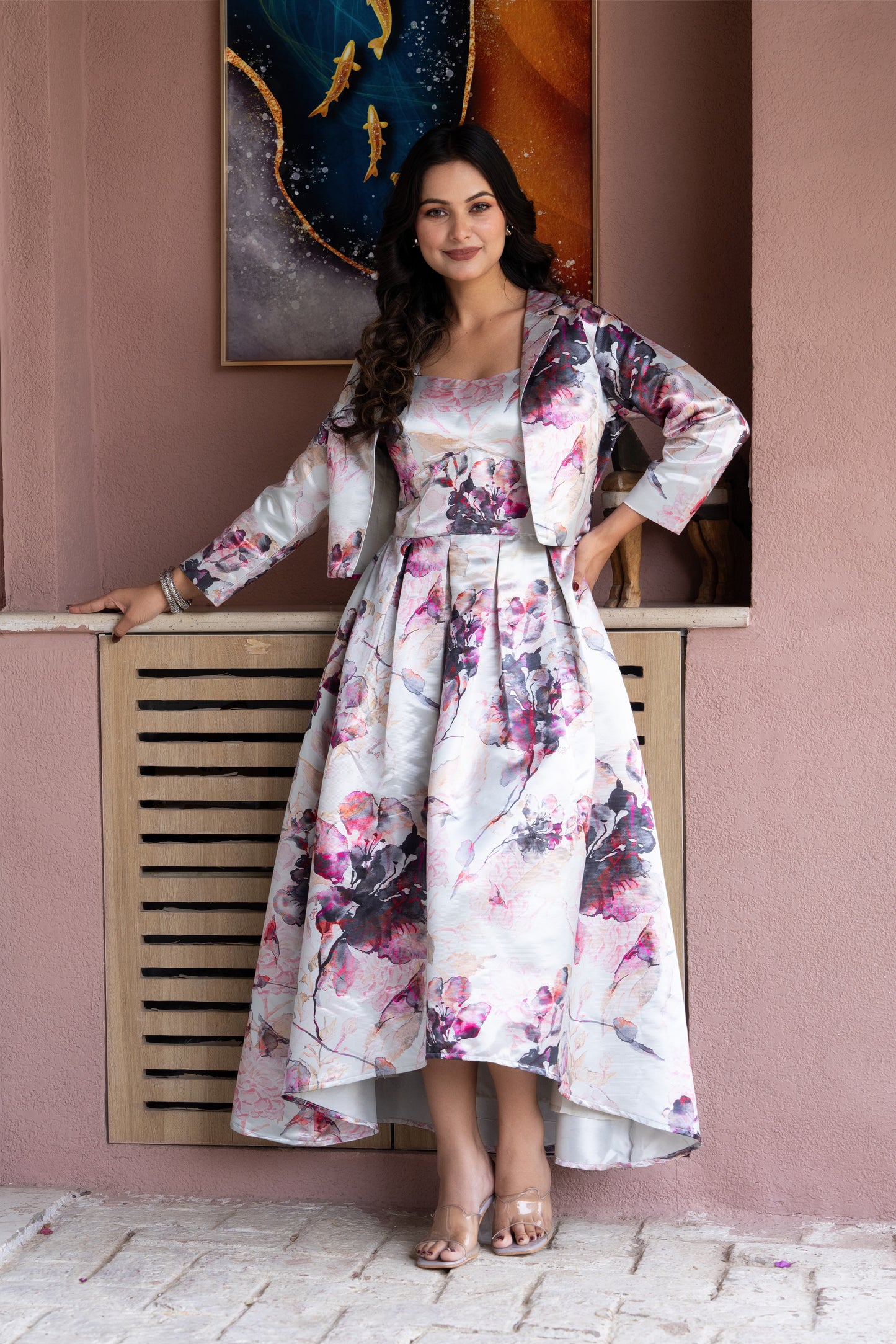 Rosy Aura Jacket Style Dress