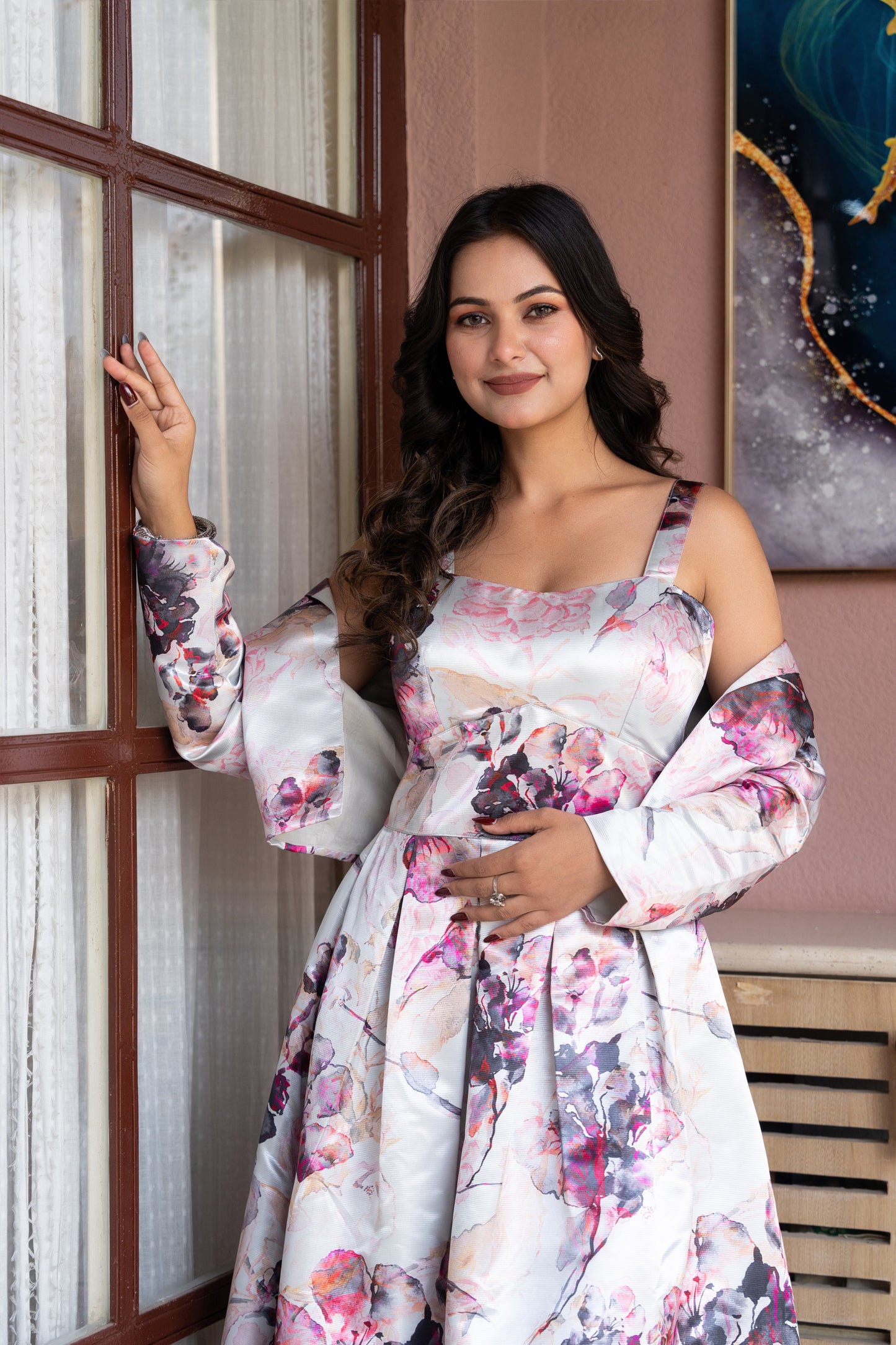 Rosy Aura Jacket Style Dress
