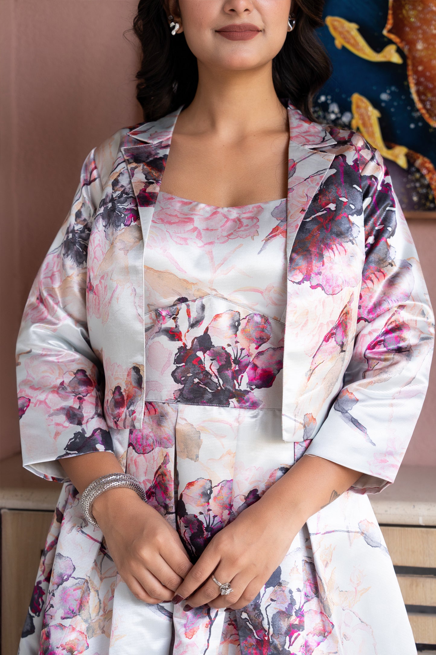 Rosy Aura Jacket Style Dress