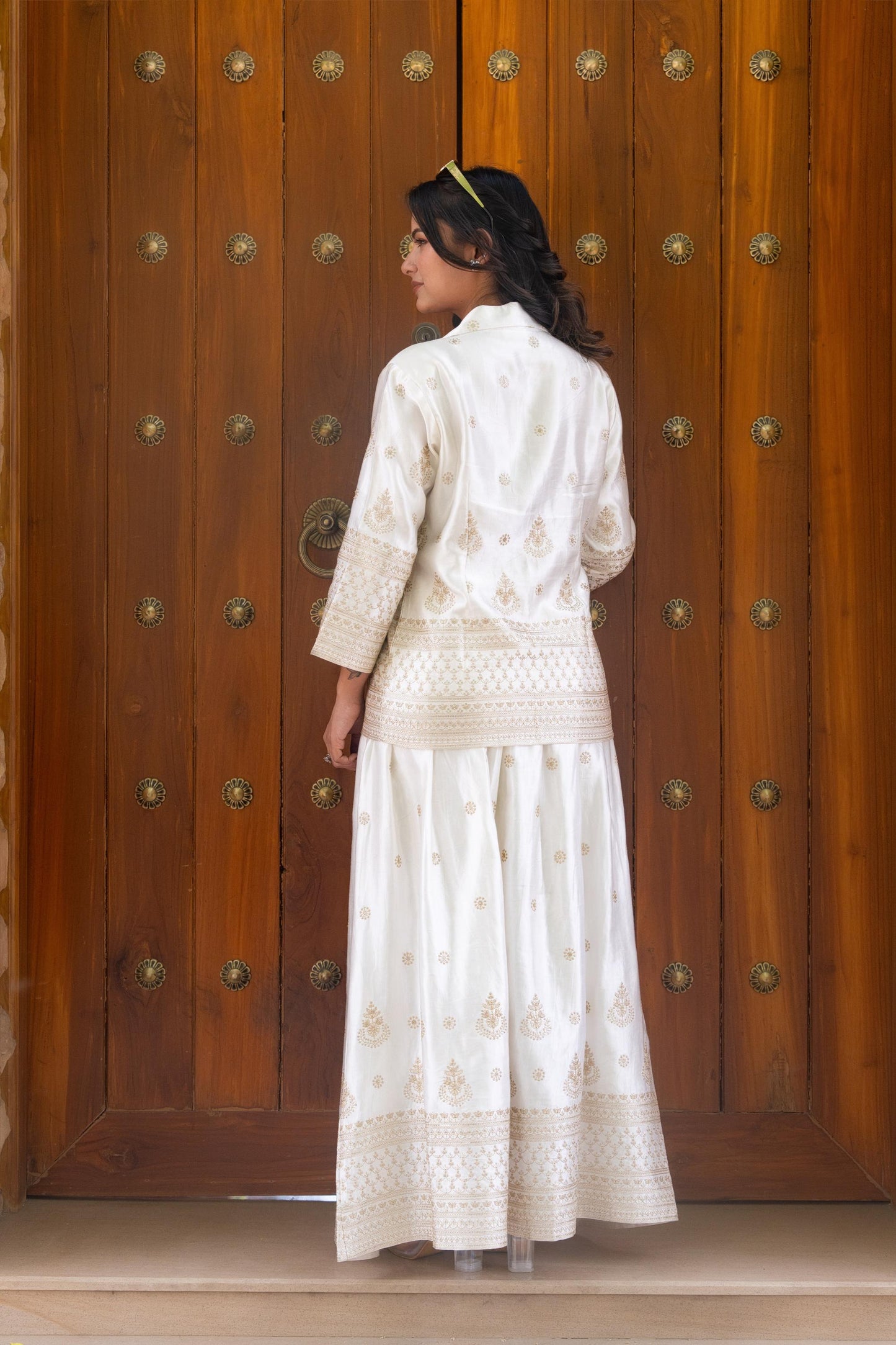 Ivory Gold Embroidered Co-ord Set