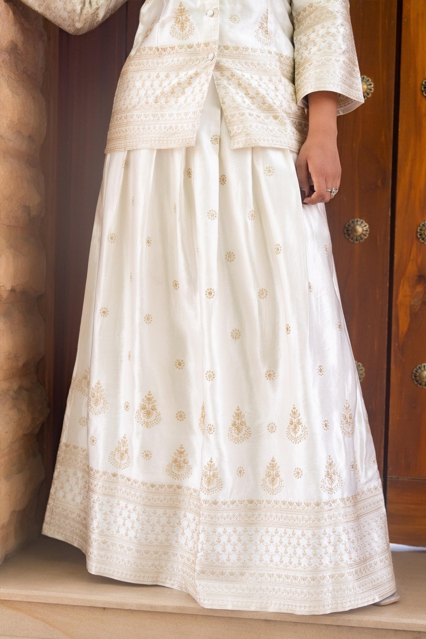 Ivory Gold Embroidered Co-ord Set