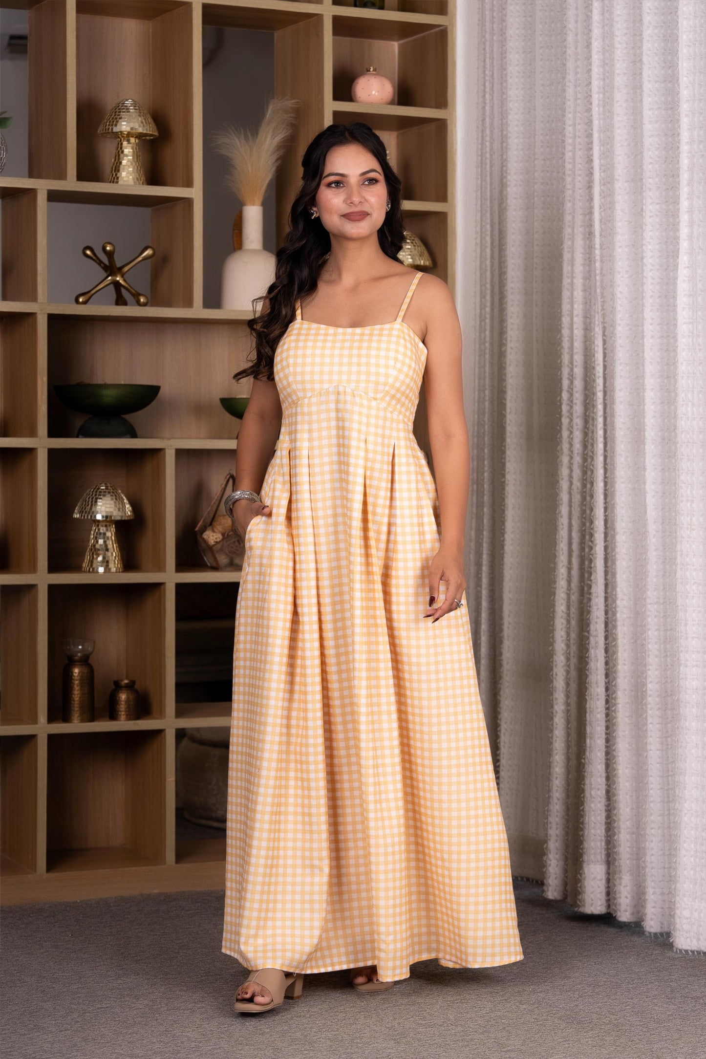 Yellow Gingham Maxi Dress
