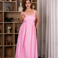 Pink Gingham Maxi Dress