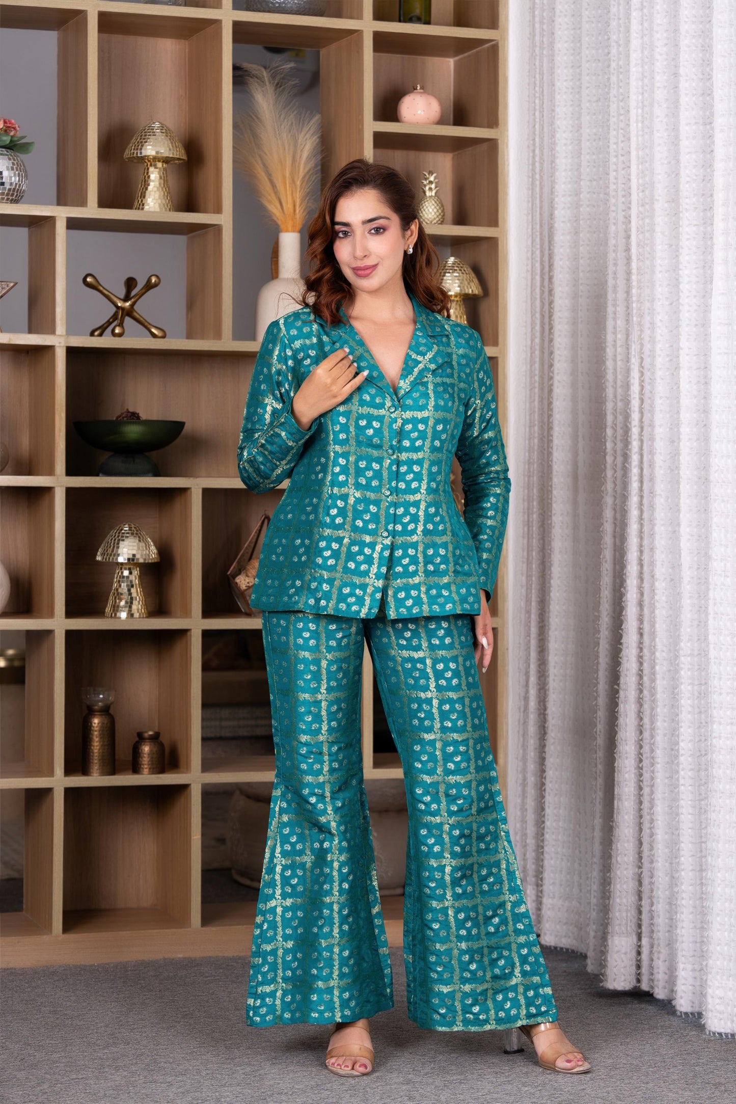 Nazakat Green Brocade Co-ord Set