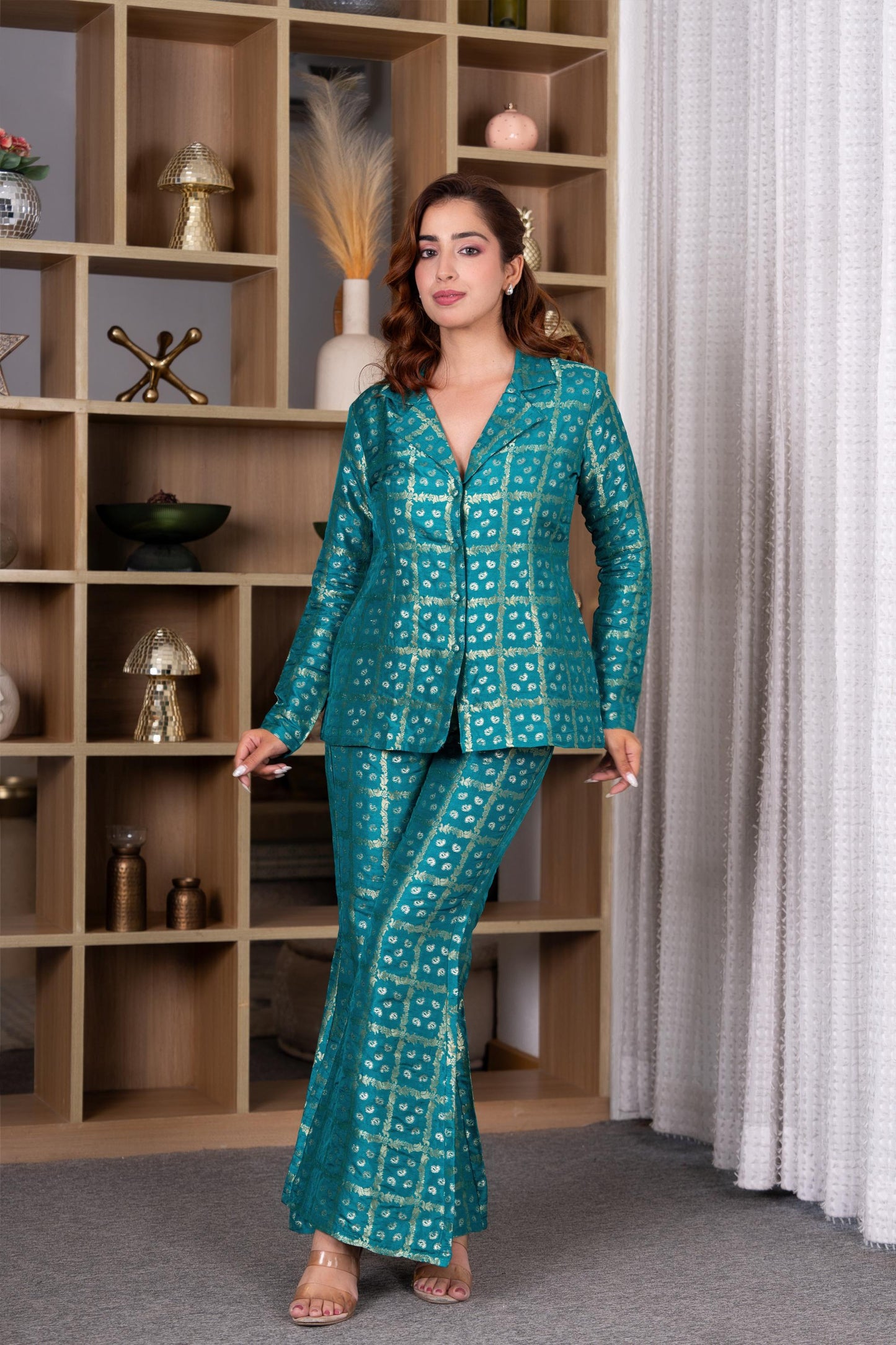 Nazakat Green Brocade Co-ord Set