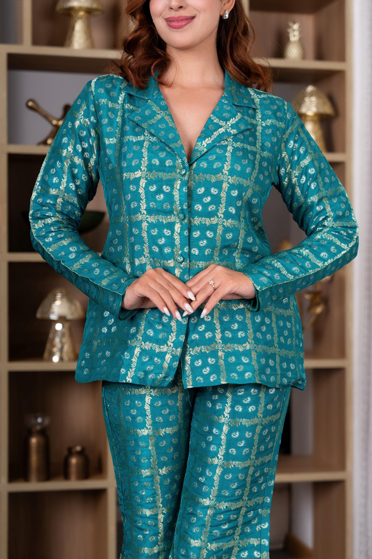 Nazakat Green Brocade Co-ord Set