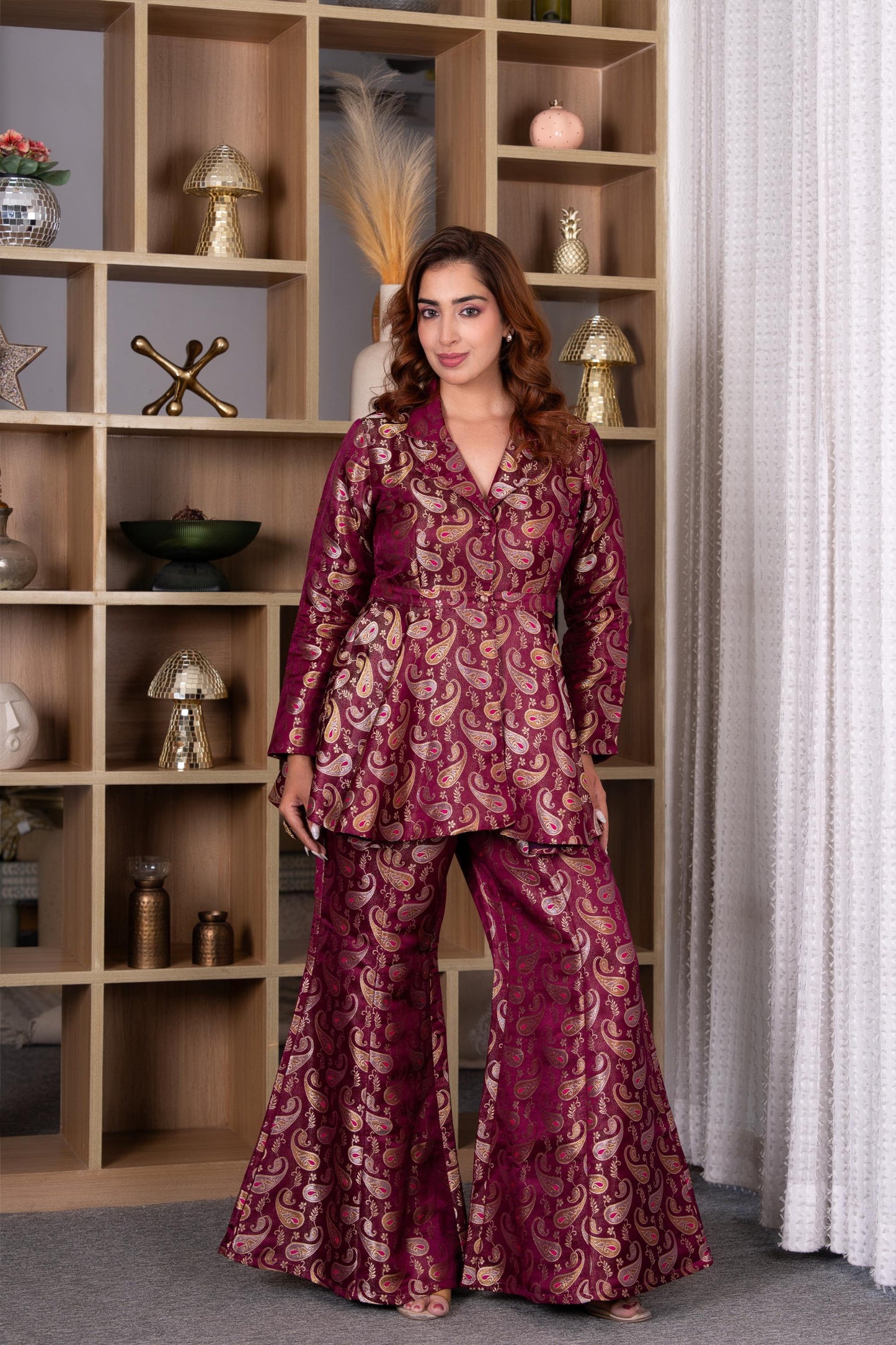Wine Royale Paisley Brocade Co-ord Set