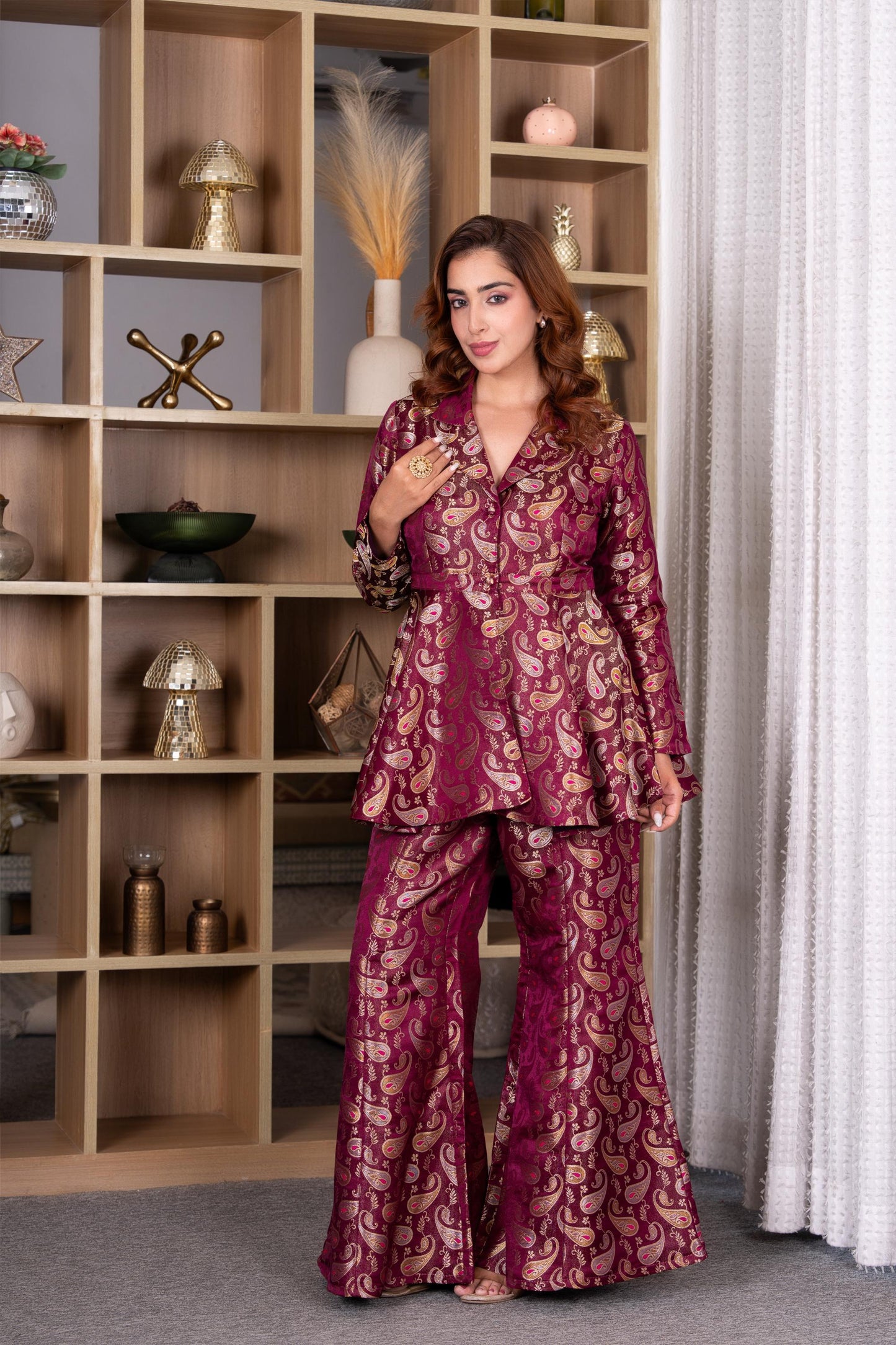 Wine Royale Paisley Brocade Co-ord Set