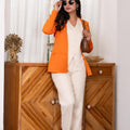 Rust Orange Blazer With Ivory Co-ord Set