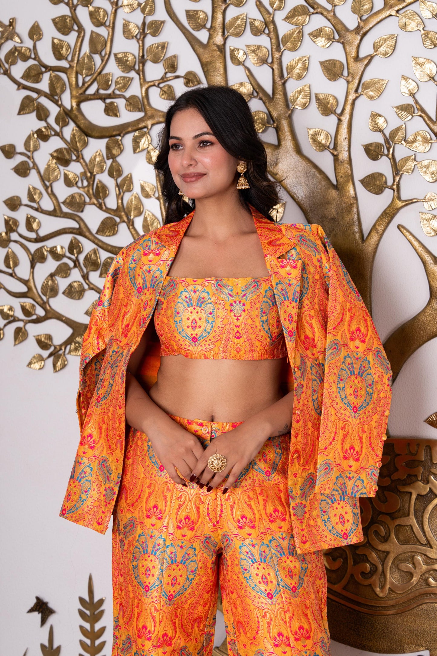 Sunset Gold Brocade Co-ord Set
