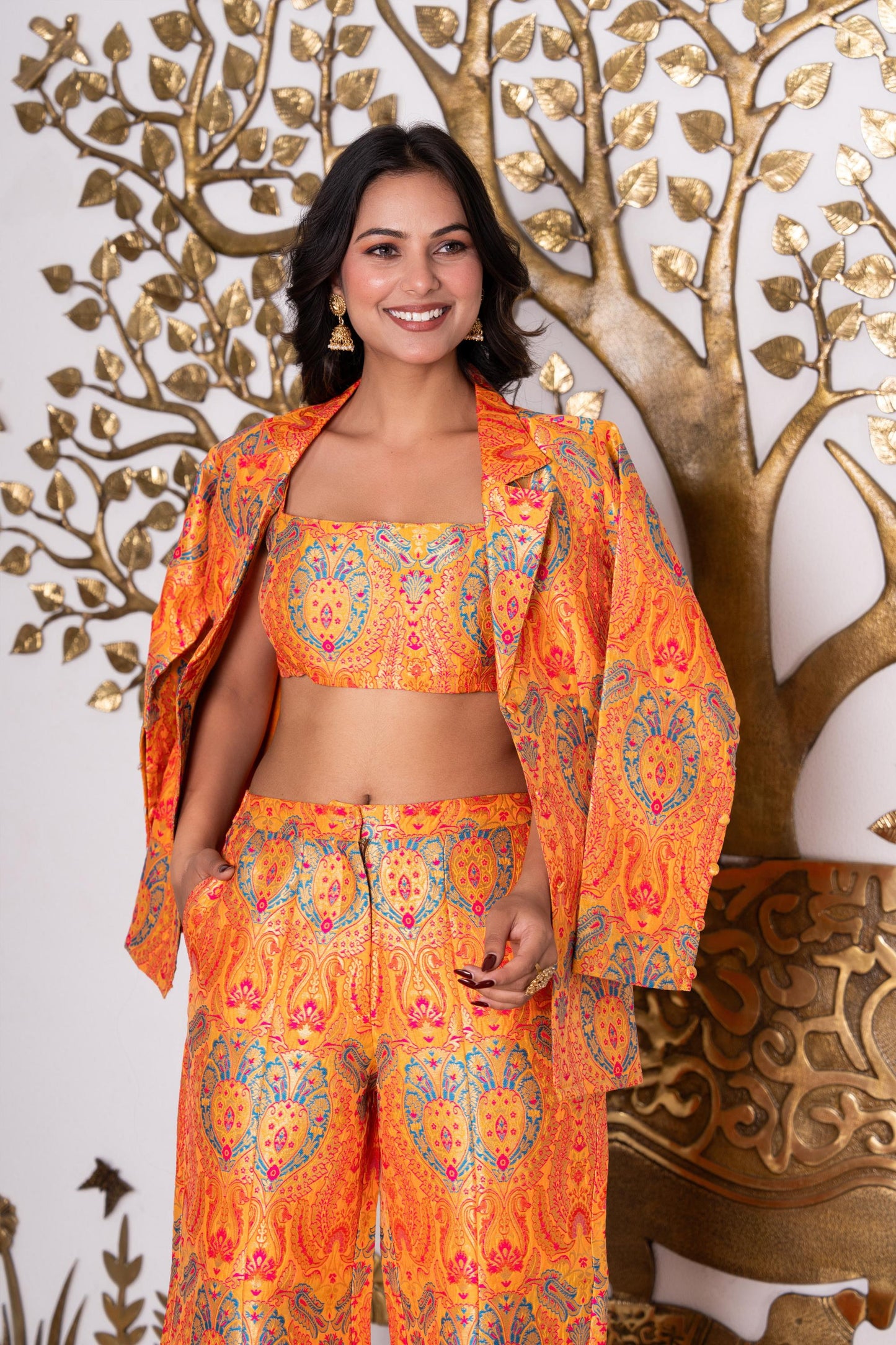Sunset Gold Brocade Co-ord Set