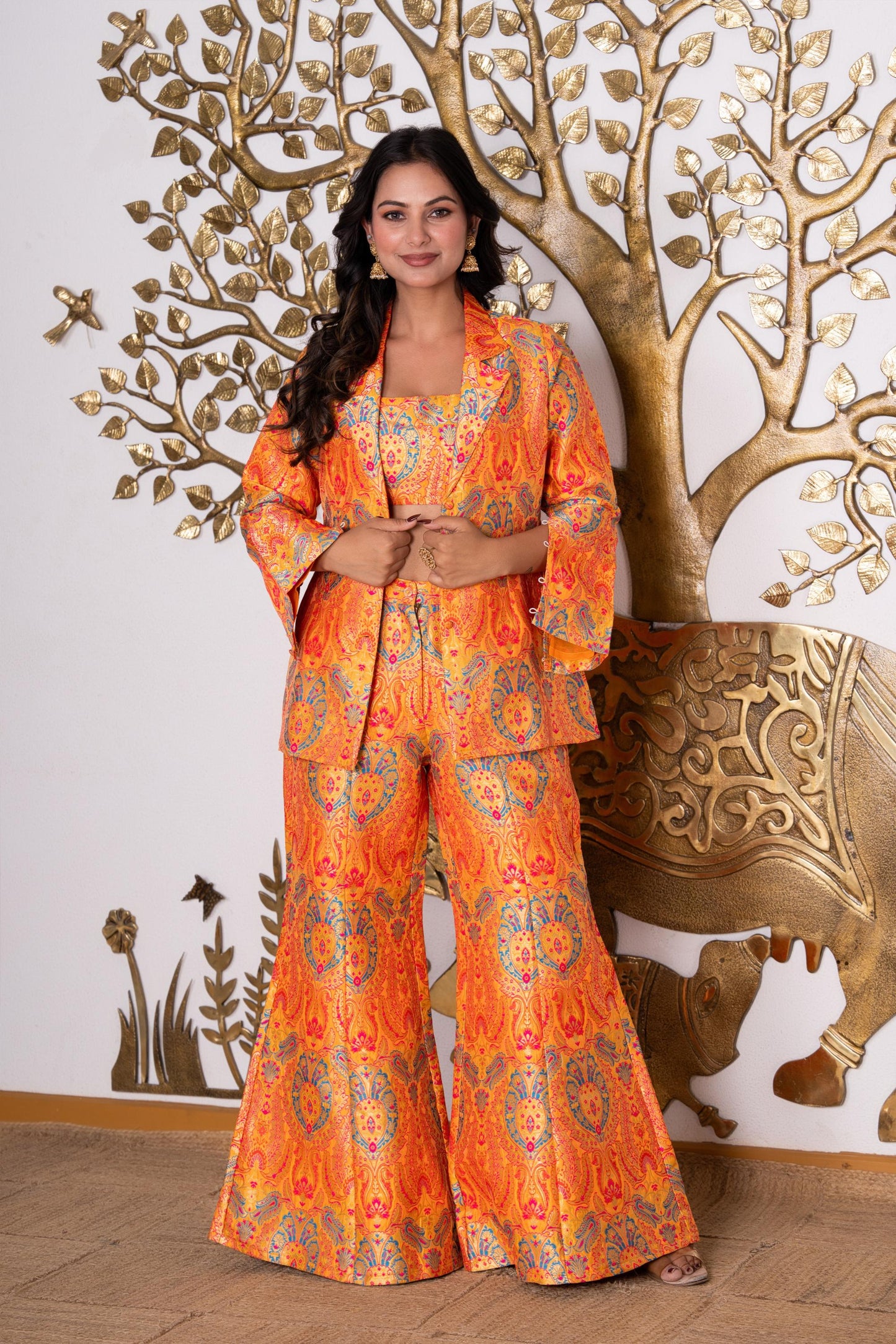 Sunset Gold Brocade Co-ord Set