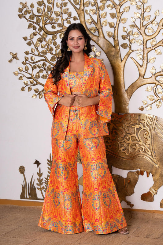 Sunset Gold Brocade Co-ord Set