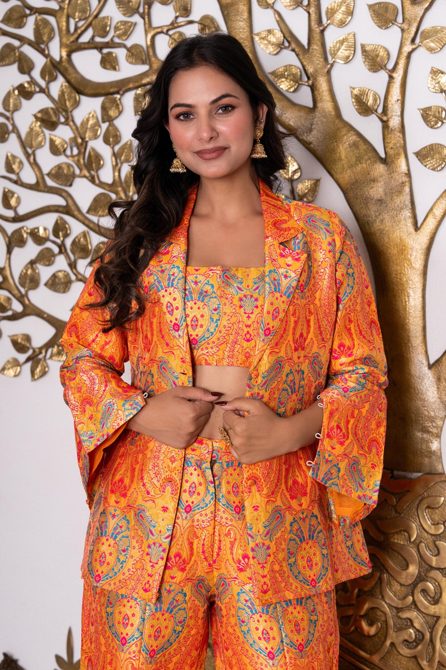Sunset Gold Brocade Co-ord Set
