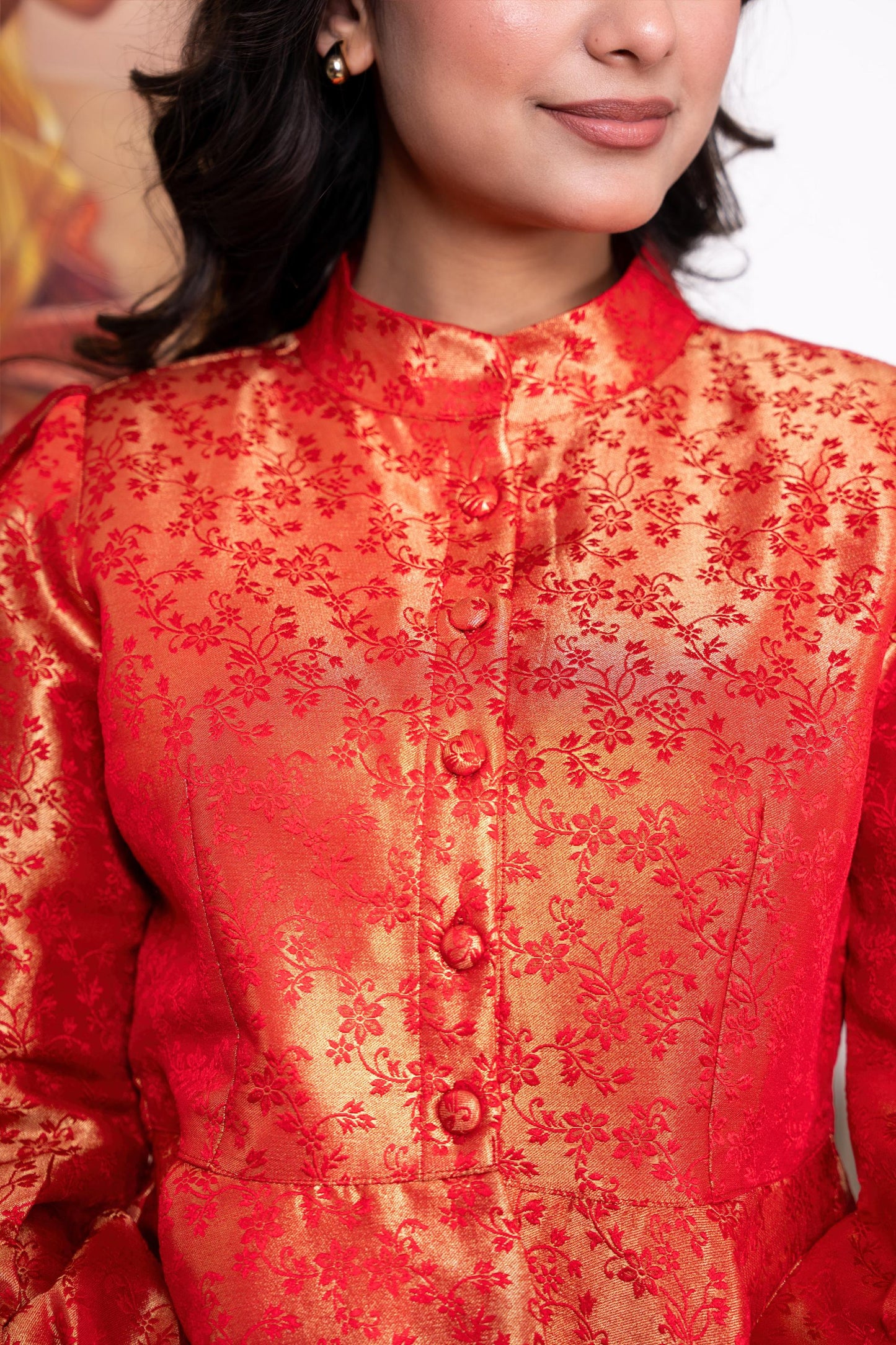 Red & Gold Peplum Co-Ord Set