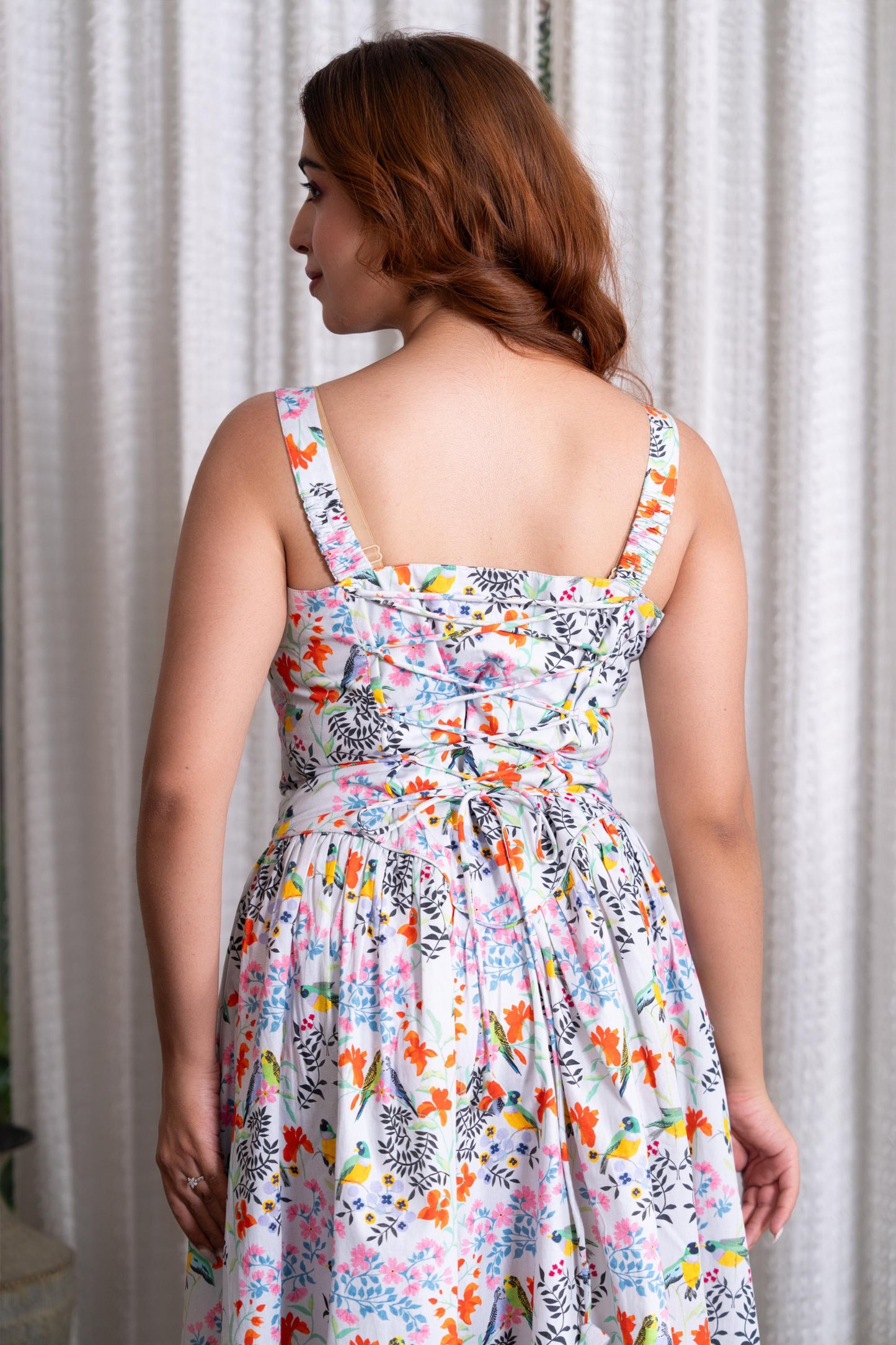 Tropical Bloom Floral Printed Midi Dress