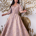 Lavender Bloom Jacquard Midi Dress