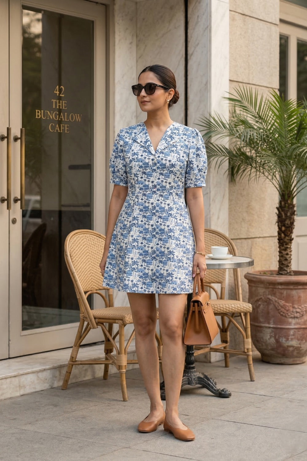 Blue Meadow Floral Printed Button-Down Shirt Dress