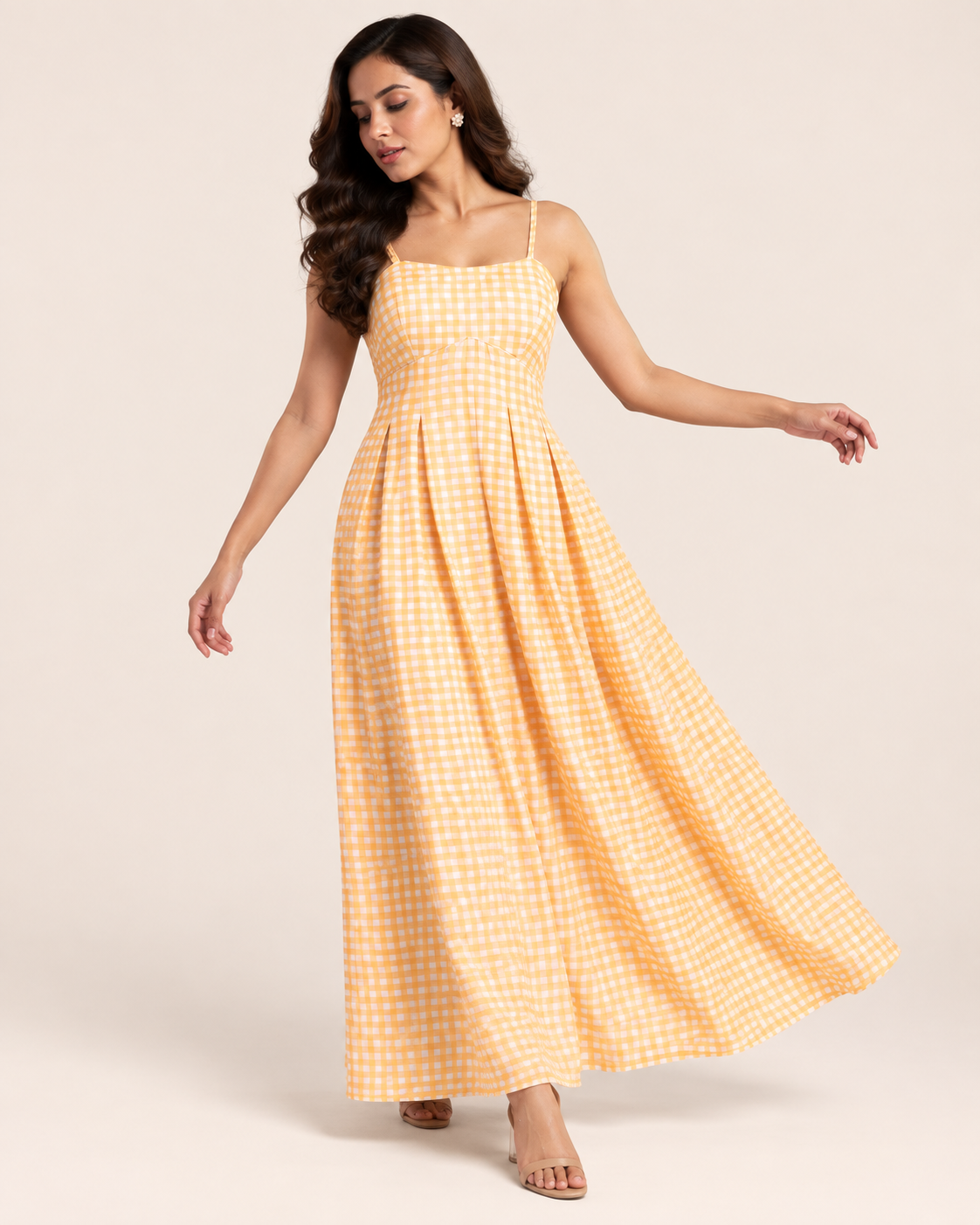 Yellow Gingham Maxi Dress