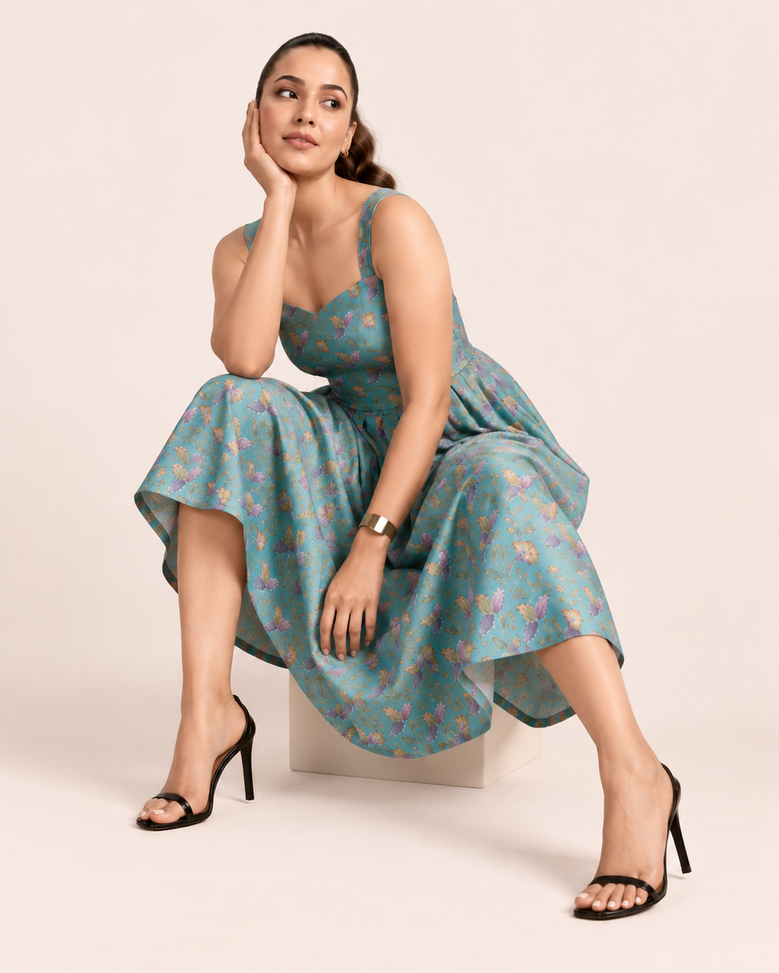 Mint Blossom Fit & Flare Dress
