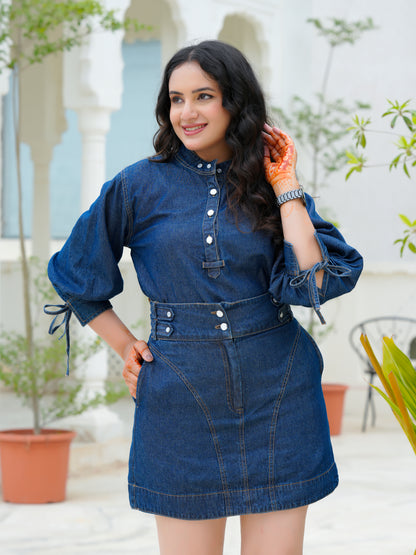 Indigo Denim Shirt Dress