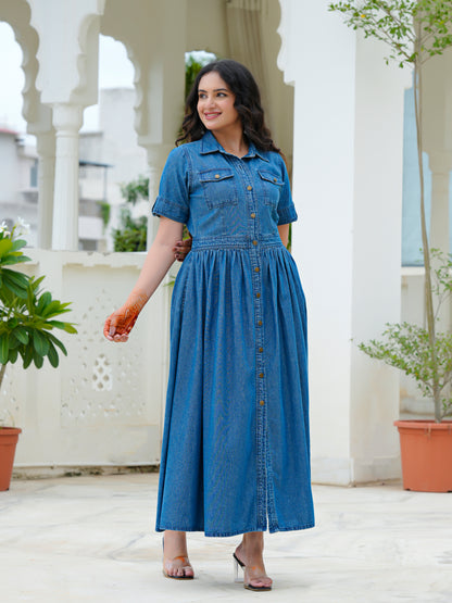 Denim Shirt Maxi Dress