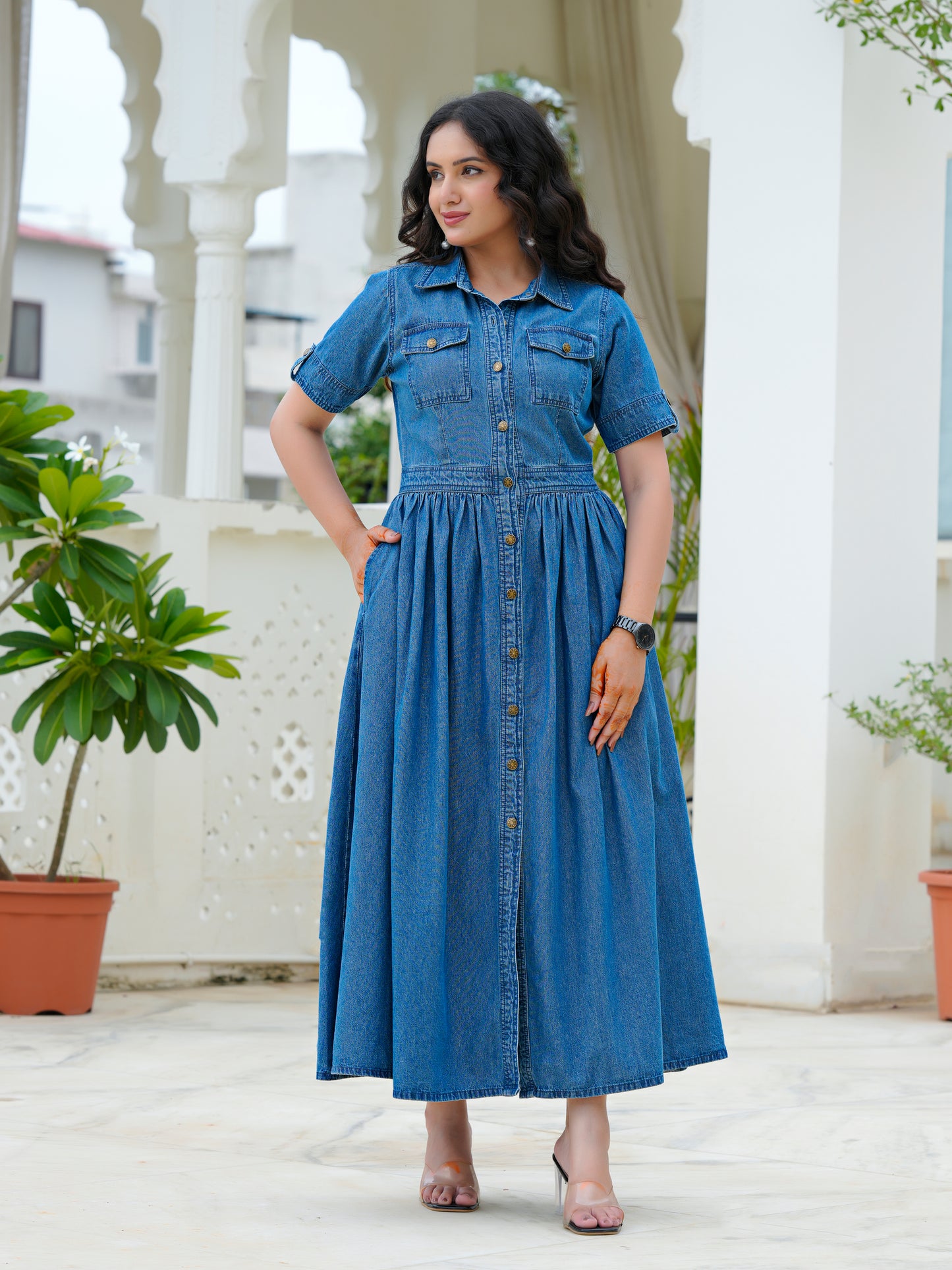 Denim Shirt Maxi Dress
