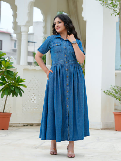 Denim Shirt Maxi Dress
