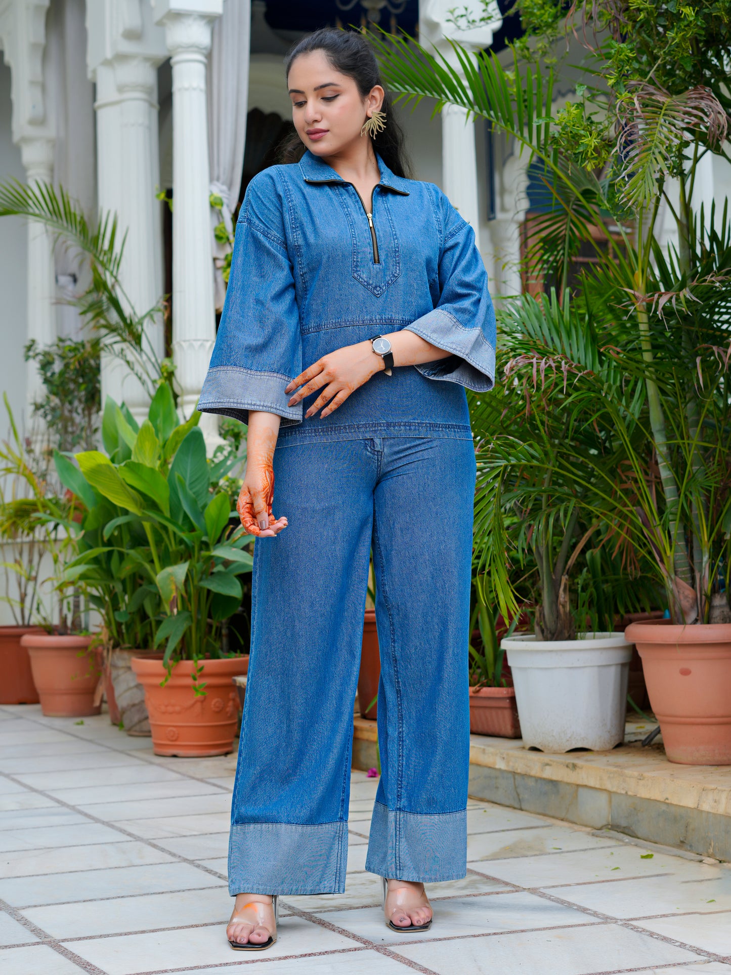 Denim Half-Zip Co-Ord