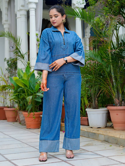 Denim Half-Zip Co-Ord