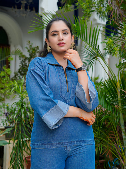 Denim Half-Zip Co-Ord