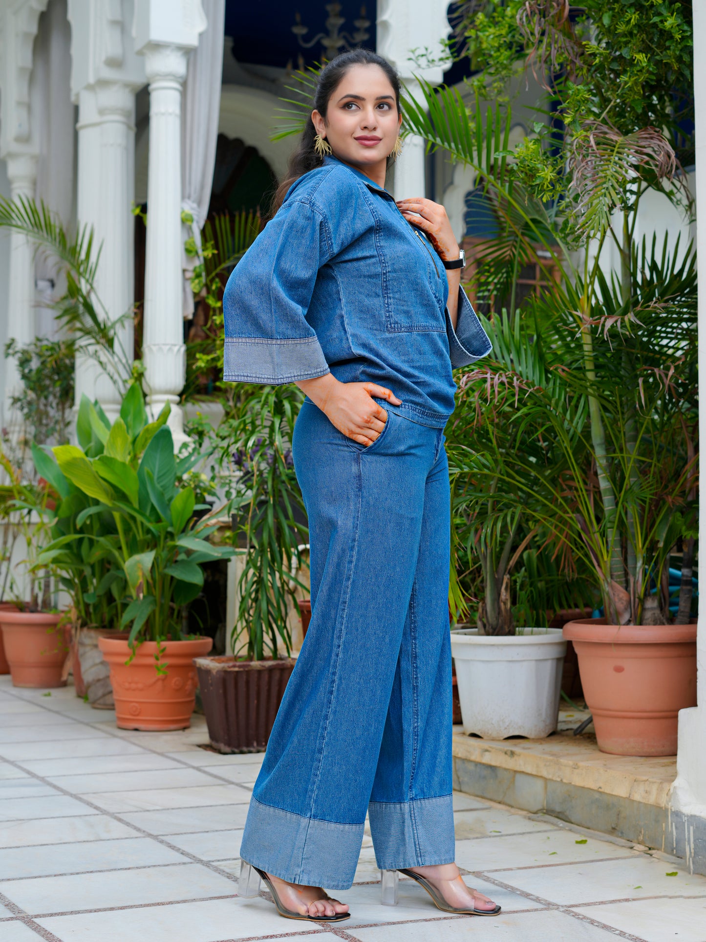 Denim Half-Zip Co-Ord
