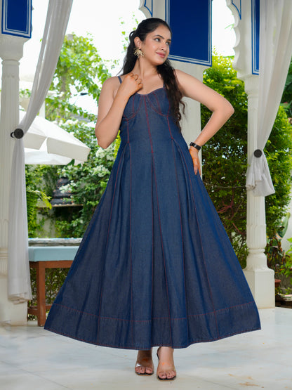 Denim Bustier Maxi Dress