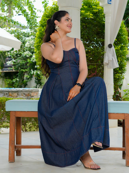 Denim Bustier Maxi Dress