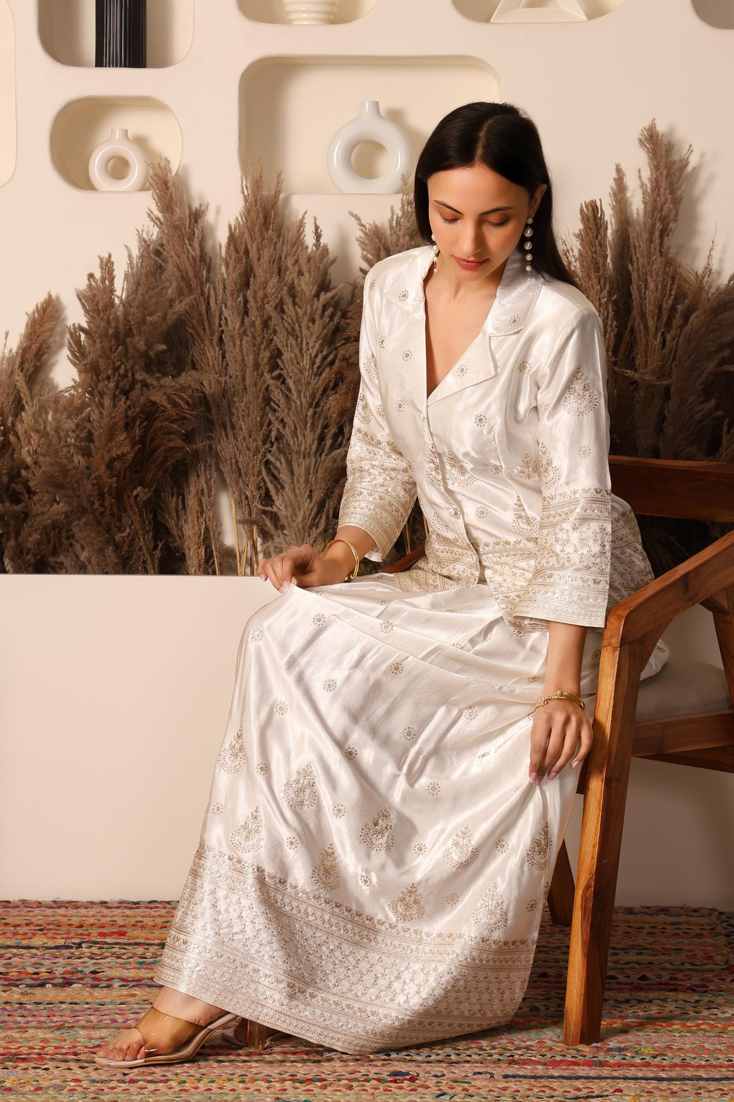 Ivory Gold Embroidered Co-ord Set