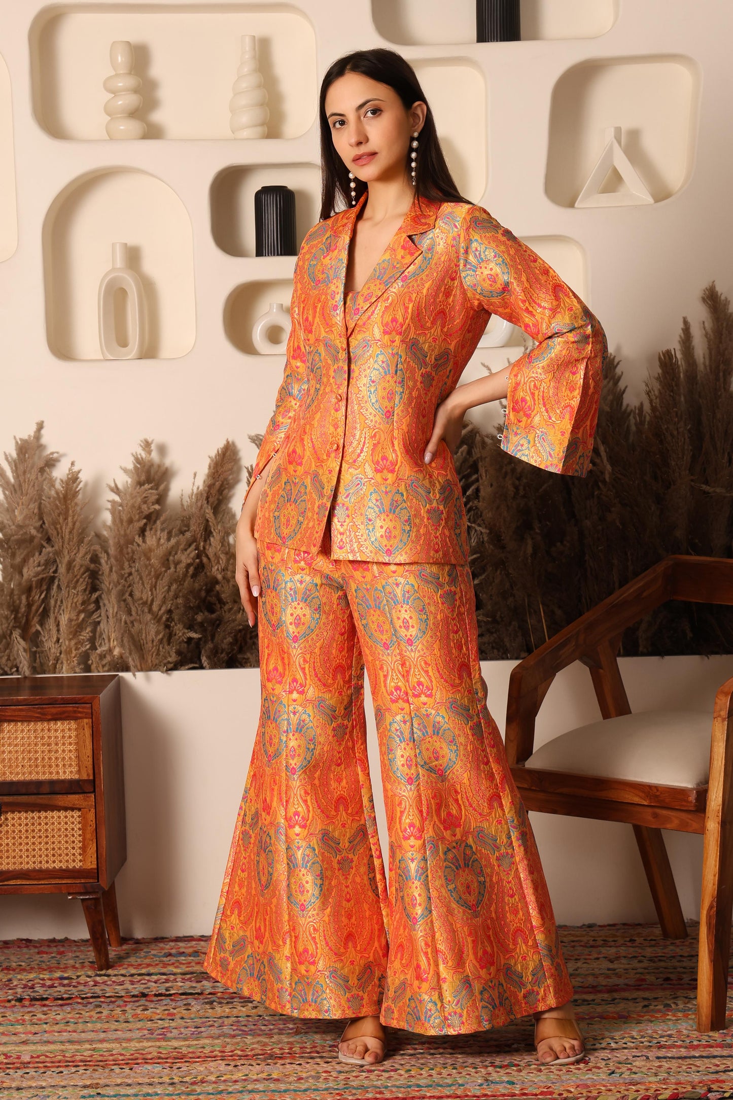 Sunset Gold Brocade Co-ord Set