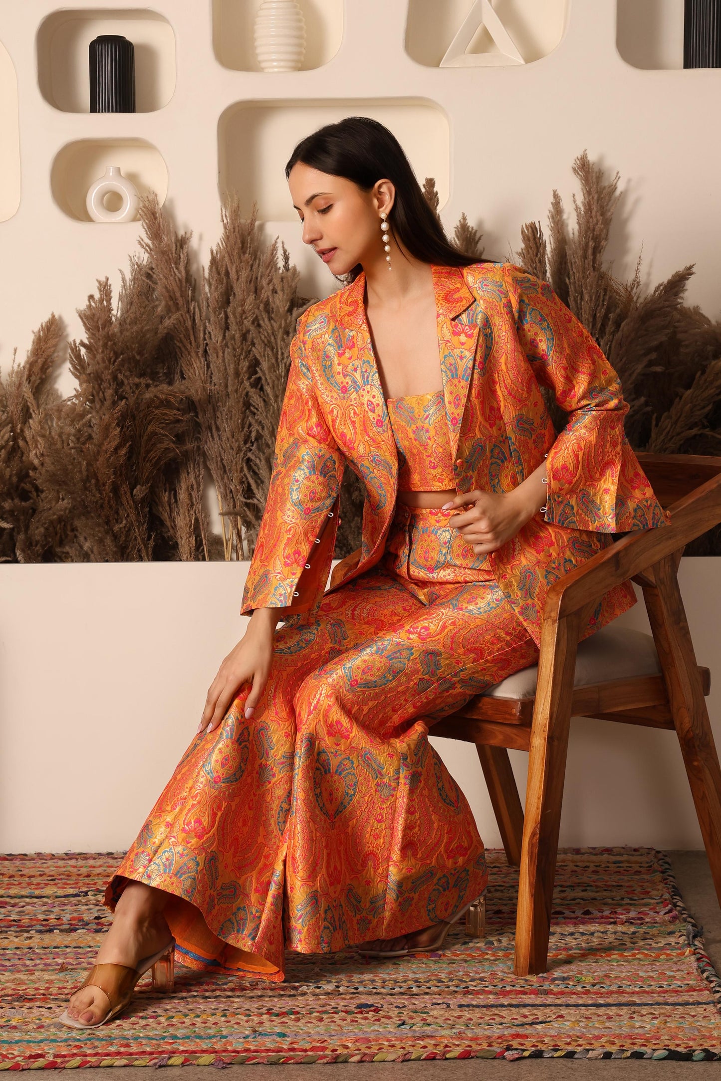 Sunset Gold Brocade Co-ord Set
