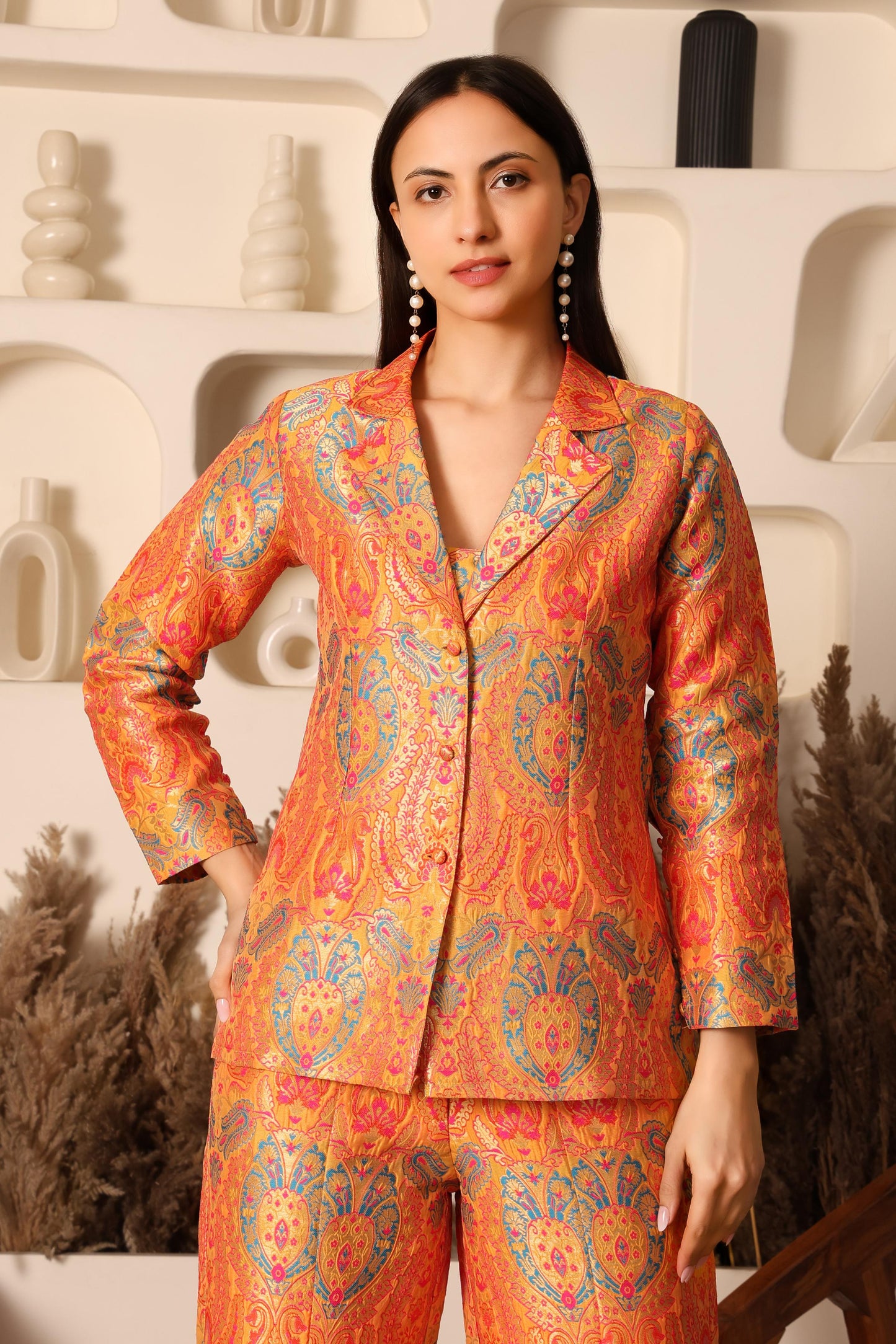 Sunset Gold Brocade Co-ord Set