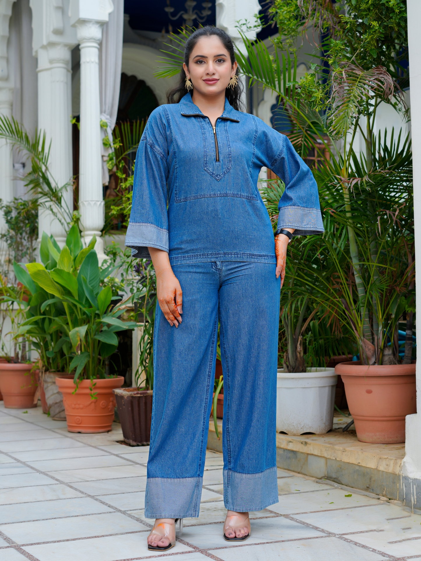 Denim Half-Zip Co-Ord